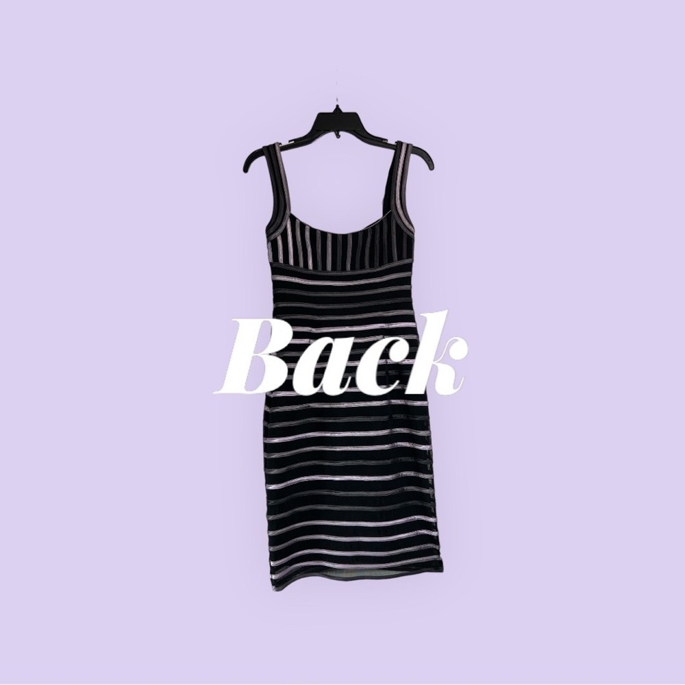 JS Collections Black Silver Lavender Wide Strap Cocktail Mini Dress Size 2 - Picture 5 of 10